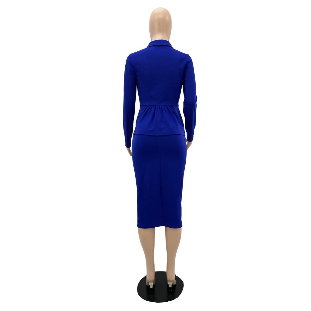Chic Shirt Stylish Bodycon Skirt Work Suit Two-Piece Set 15