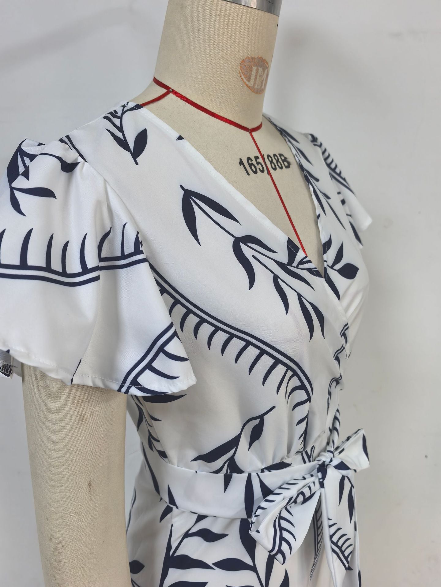 Women Spring/Summer Printed Ruffle V-Neck Sexy Maxi Dress 16