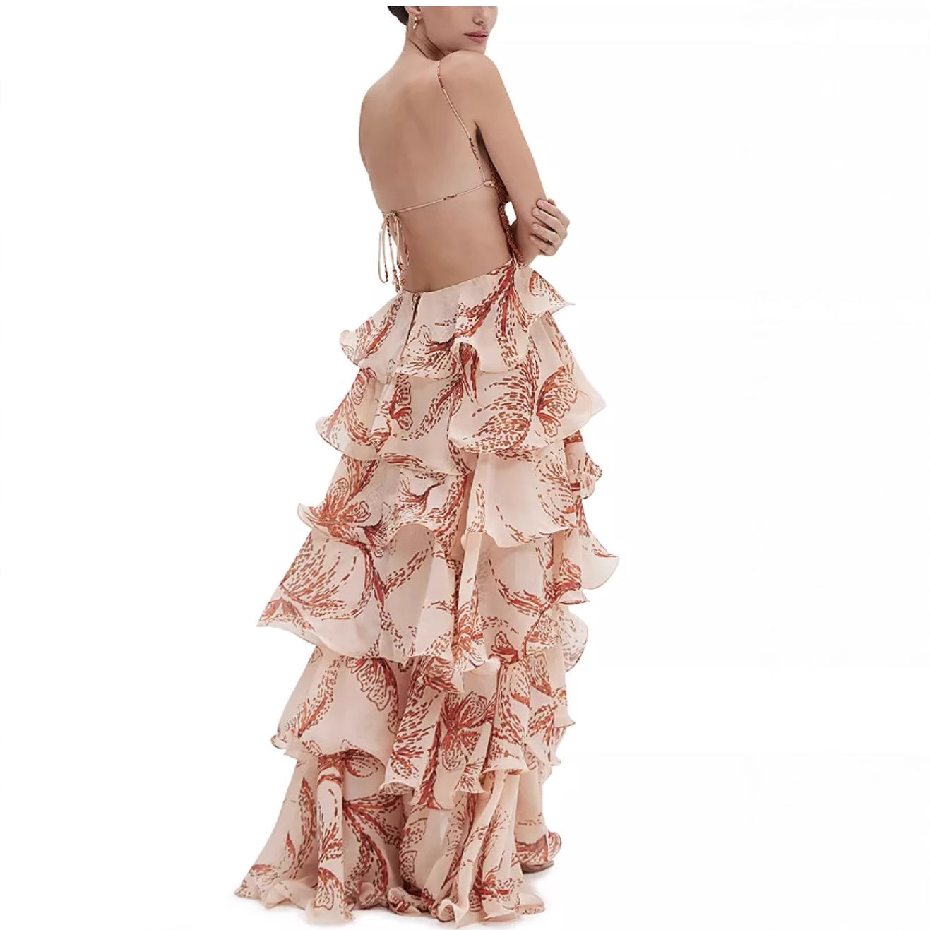 Summer Butterfly Multi-Layer Ruffle Maxi Dress 3