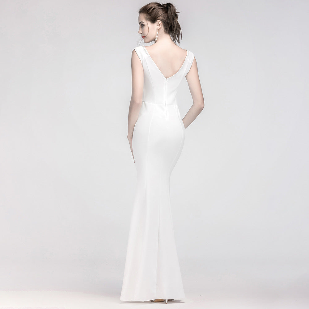 Women Elegant V Neck Slim Formal Party Maxi Mermaid Evening Dress 30