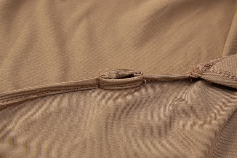 Ladies Summer Fashion Sexy Deep V Low Back Pleated Slit Dress 18