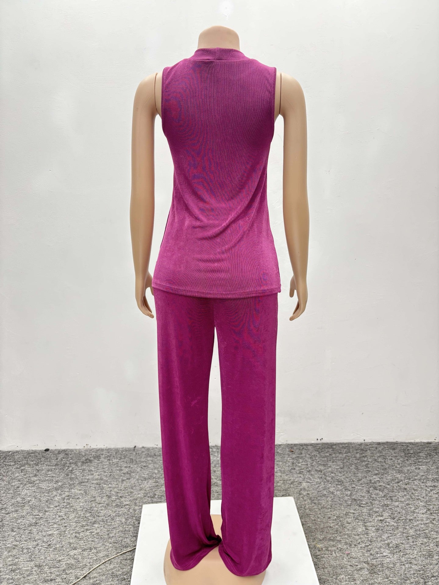 Summer Fashion Sleeveless Top Wide Leg Trousers Two-Piece African Suit Women's Wear 7