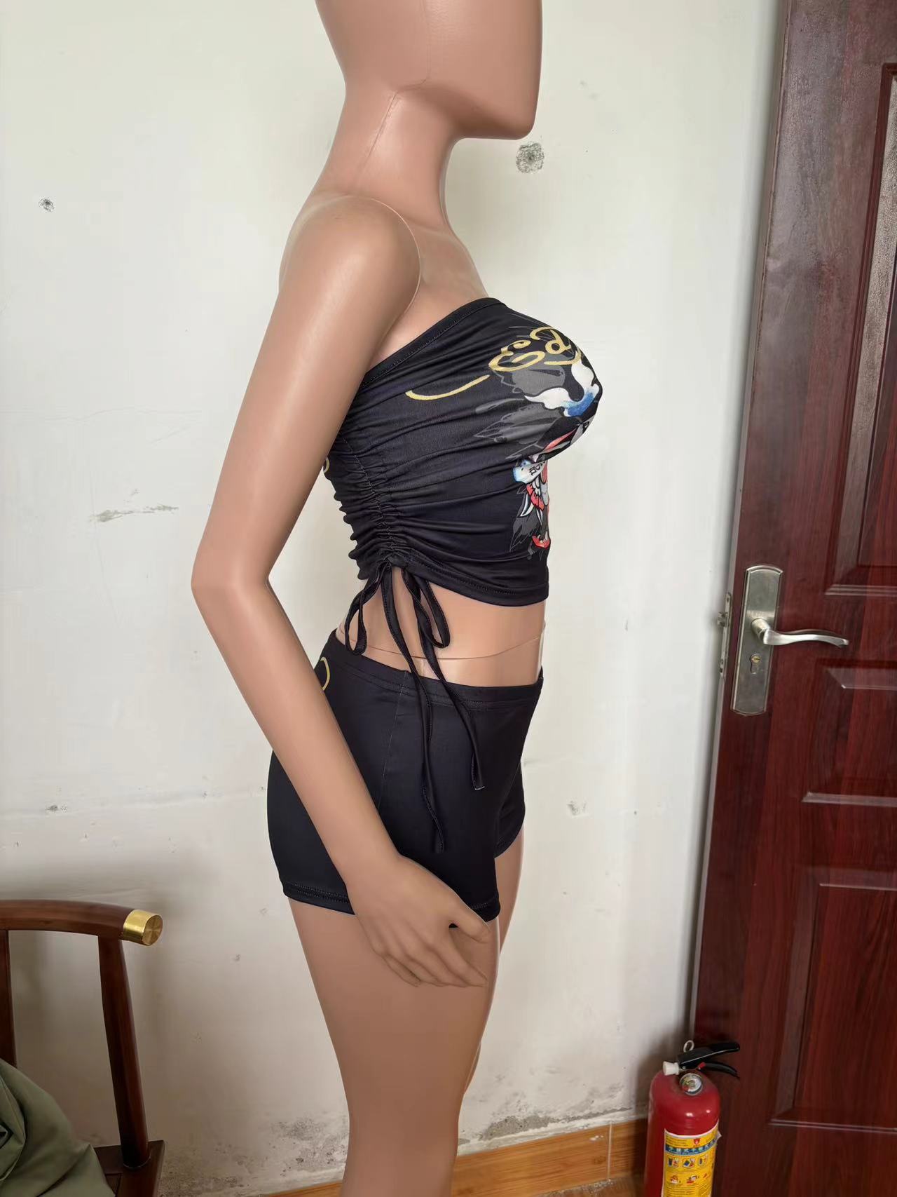 Women Print Chest wrap Top and shorts two-piece set 20