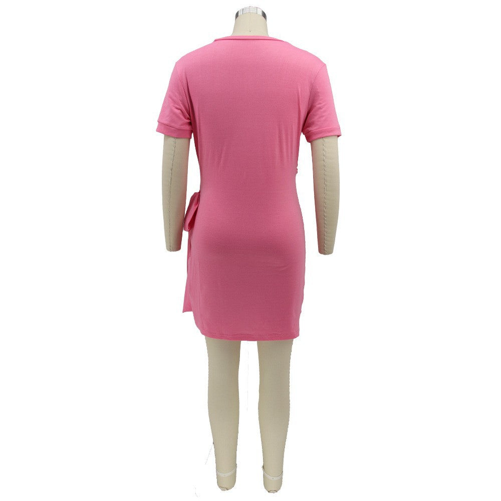 Spring Summer Slim Fit Sexy Tied Pleated Women's Dress 7