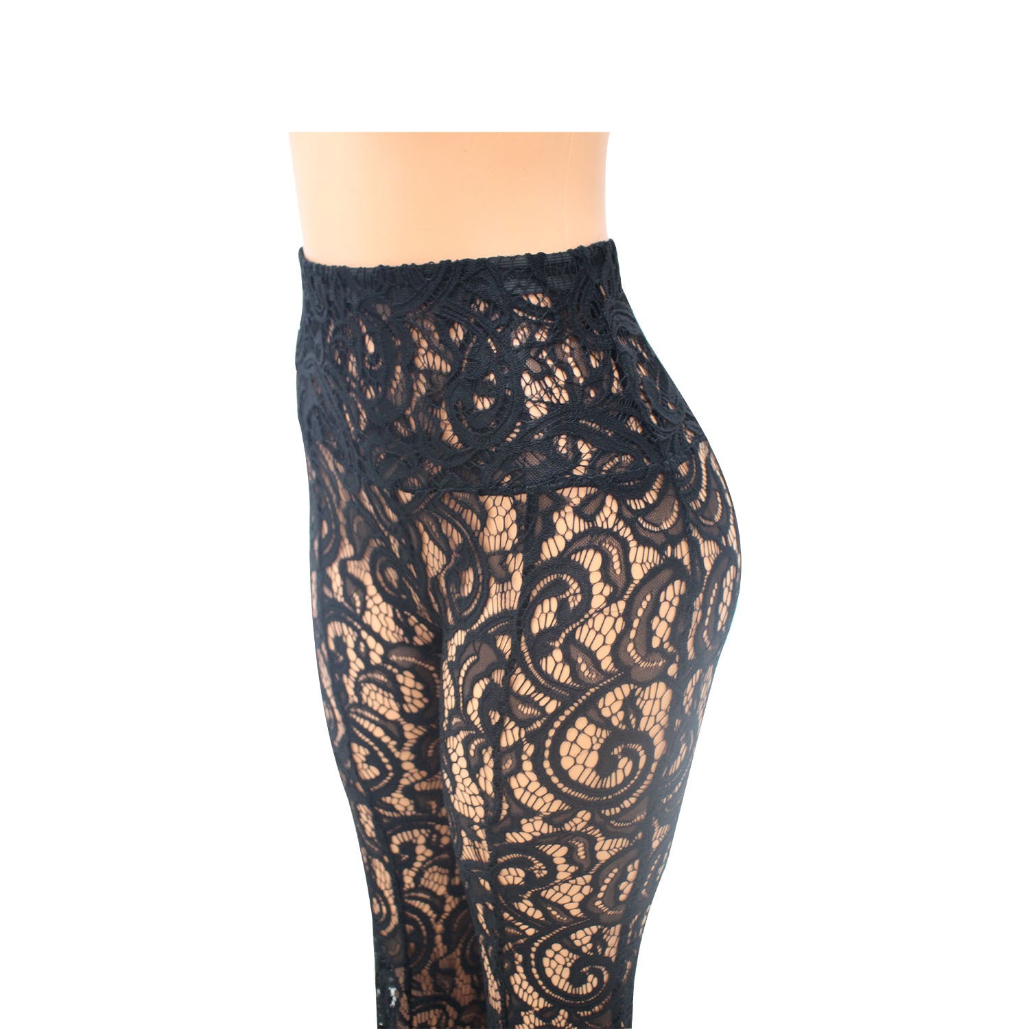 Summer Ladies Sexy See-Through Lace Ladies Pants Bell Bottom Pants 12