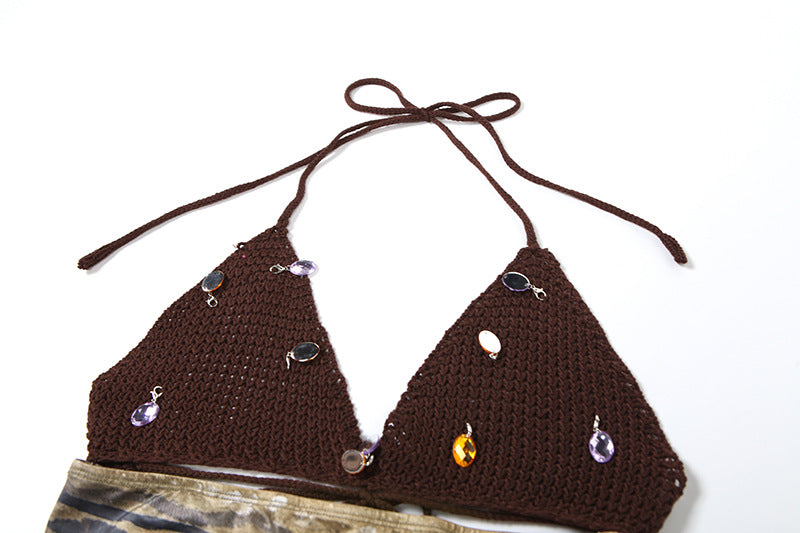 Summer Women sexy print backless strapless top and skirt two-piece suit 10