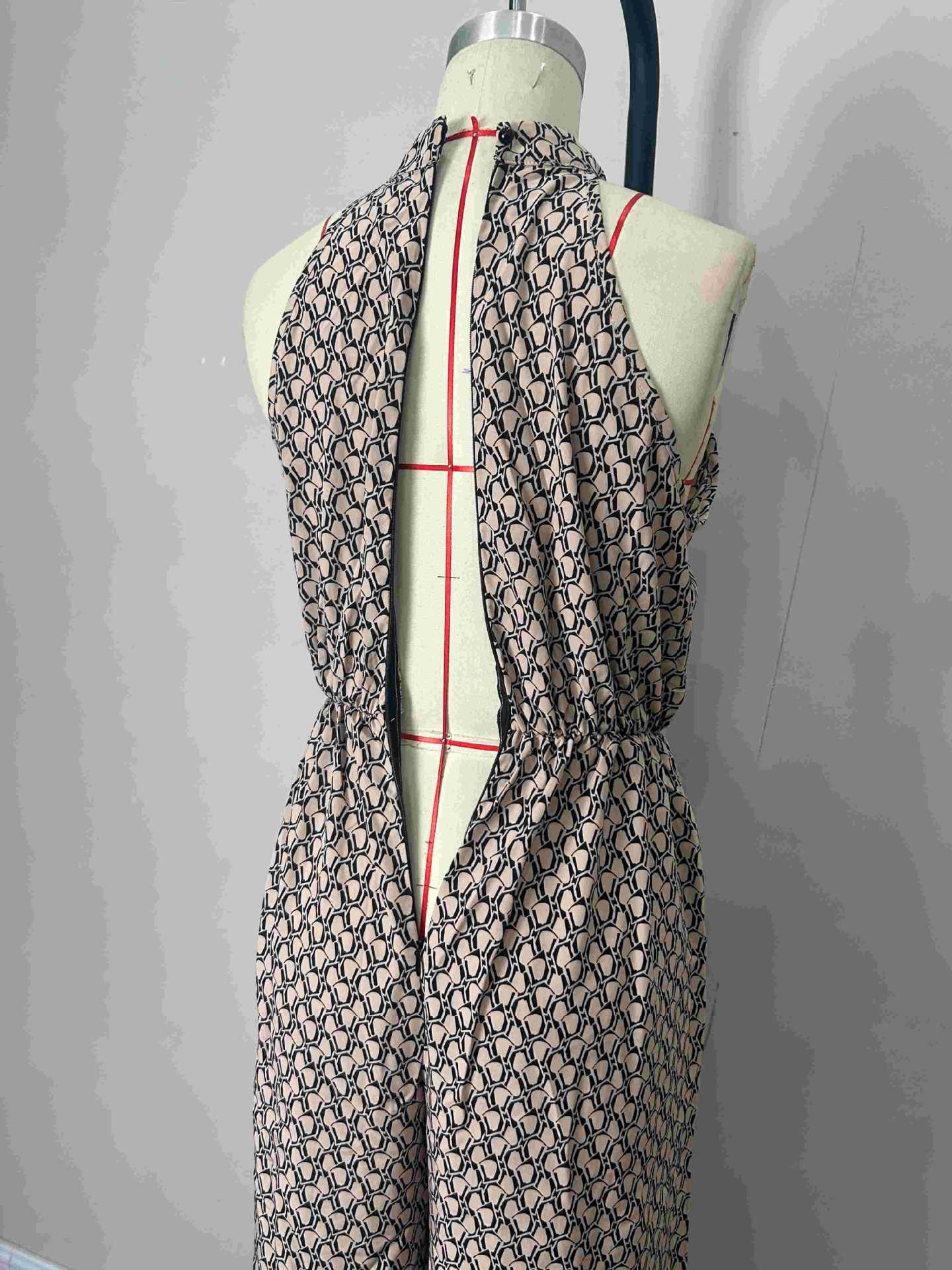 Women's Elastic Waist High-Neck Sleeveless Floral Wide-Leg Casual Jumpsuit 11