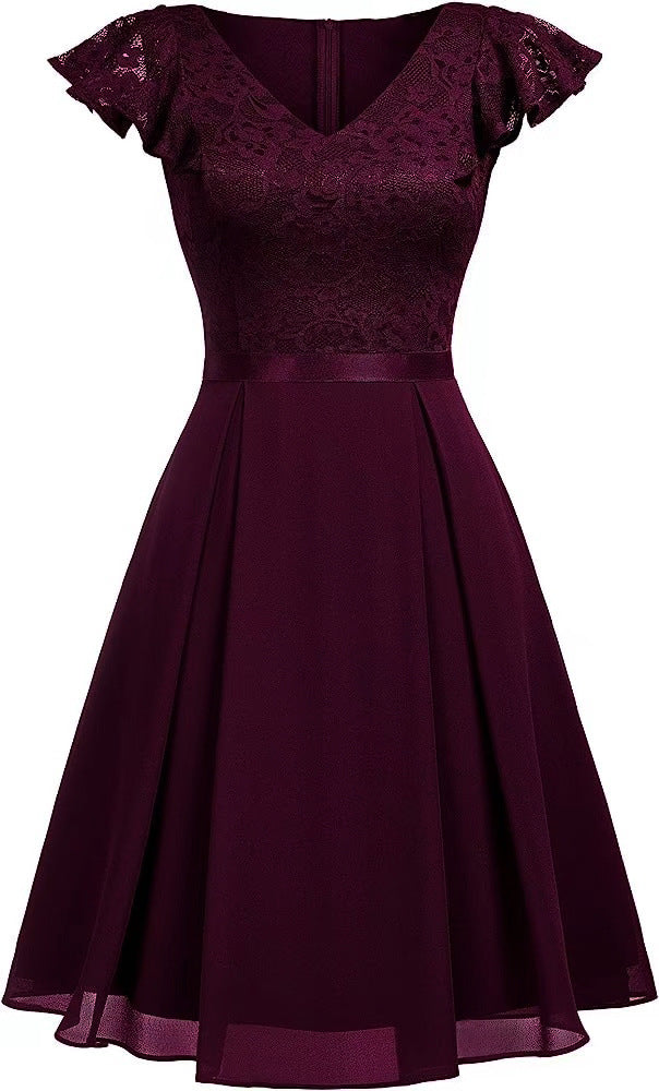 Women Lace Cutout Chiffon Dress 18