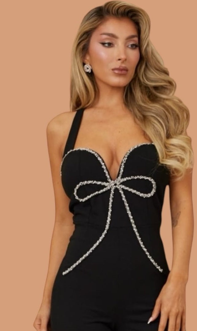 Women Sexy Solid Beaded Sleeveless Jumpsuits 5