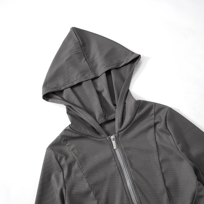 Autumn Fashion Casual Trend Long Sleeve Zipper Slim Waist Top Short Skirt Two Piece Set 10