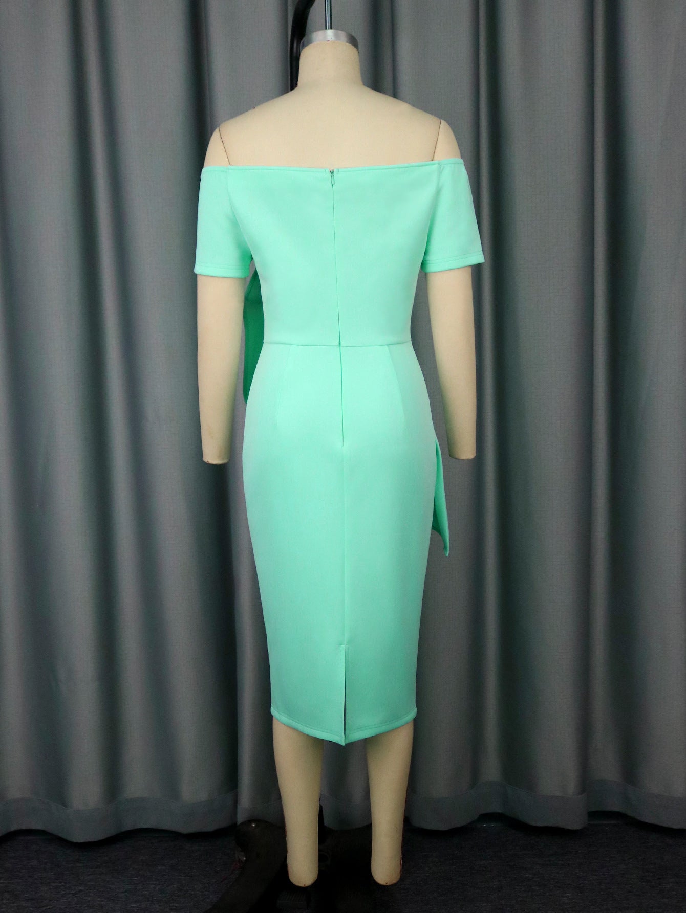 Pleated Off-Shoulder Sexy Dress Chic High-Waist Bodycon Party Gown 8