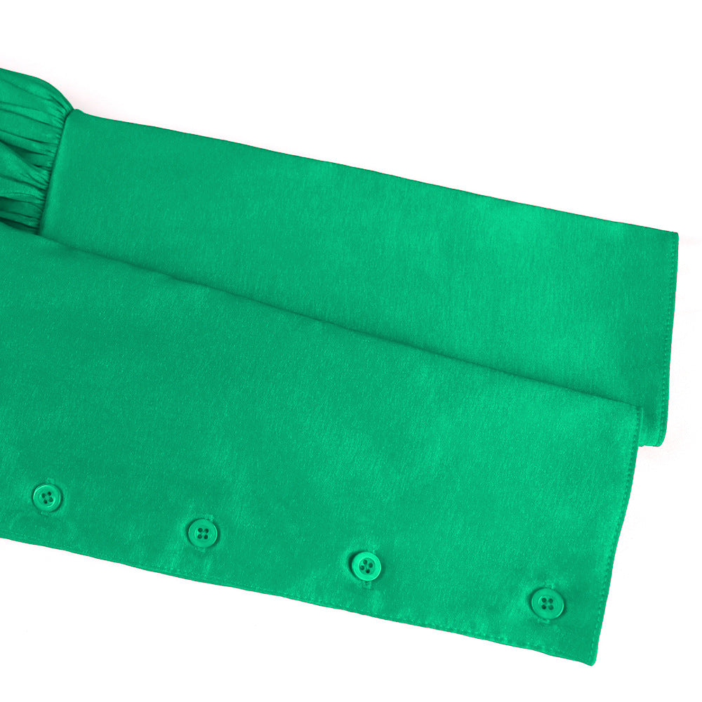 Spring Stand Collar Puff Long Sleeve High Waist Party Dress 18