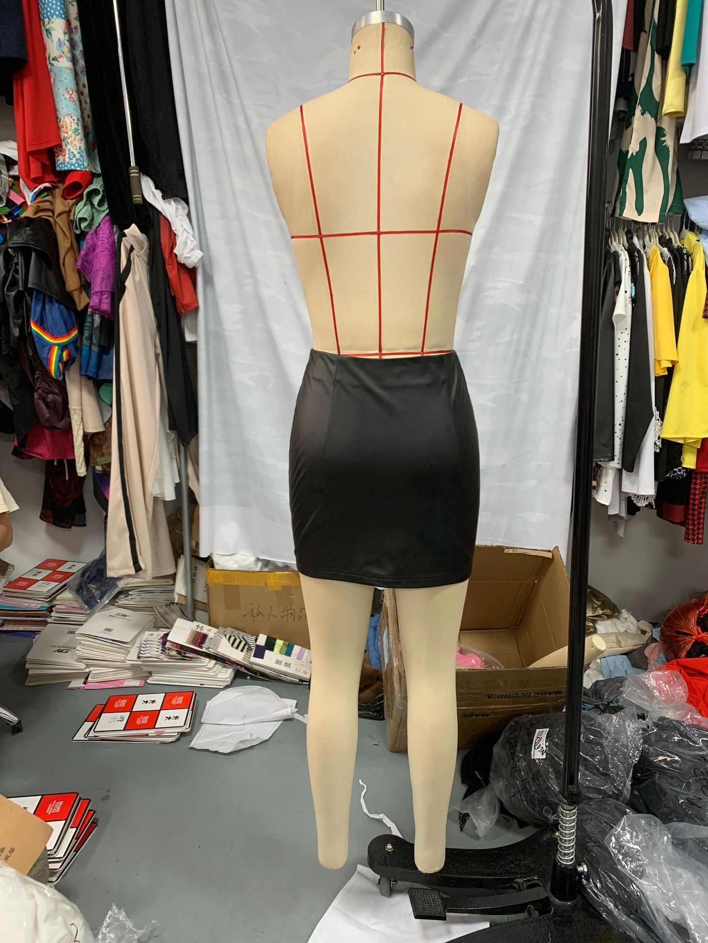 Summer Women Sexy High Waist Zipper Black Bodycon PU Leather Skirt 10