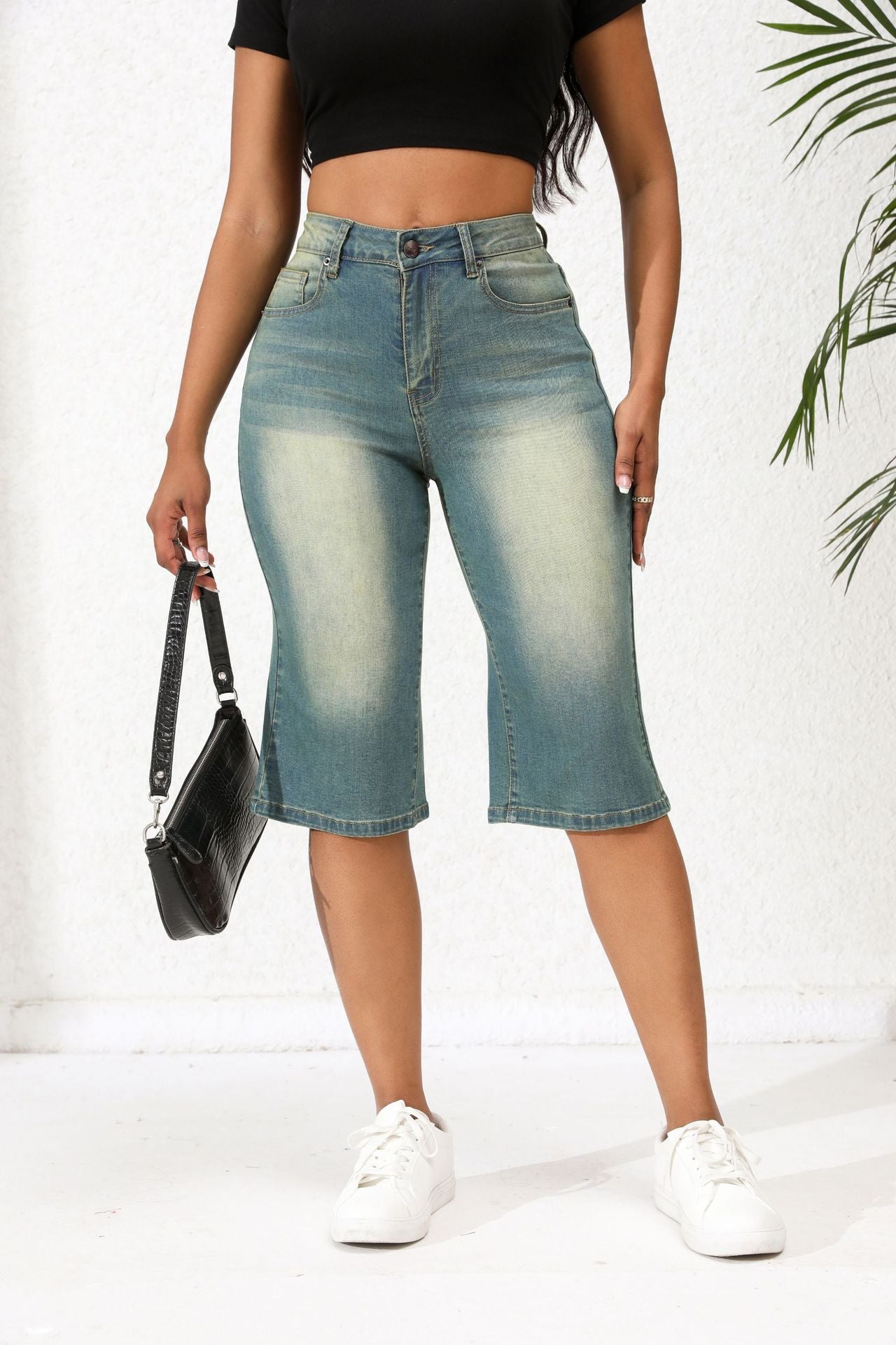 Trendy Women's Spring Summer Straight Loose Denim Midi Pants