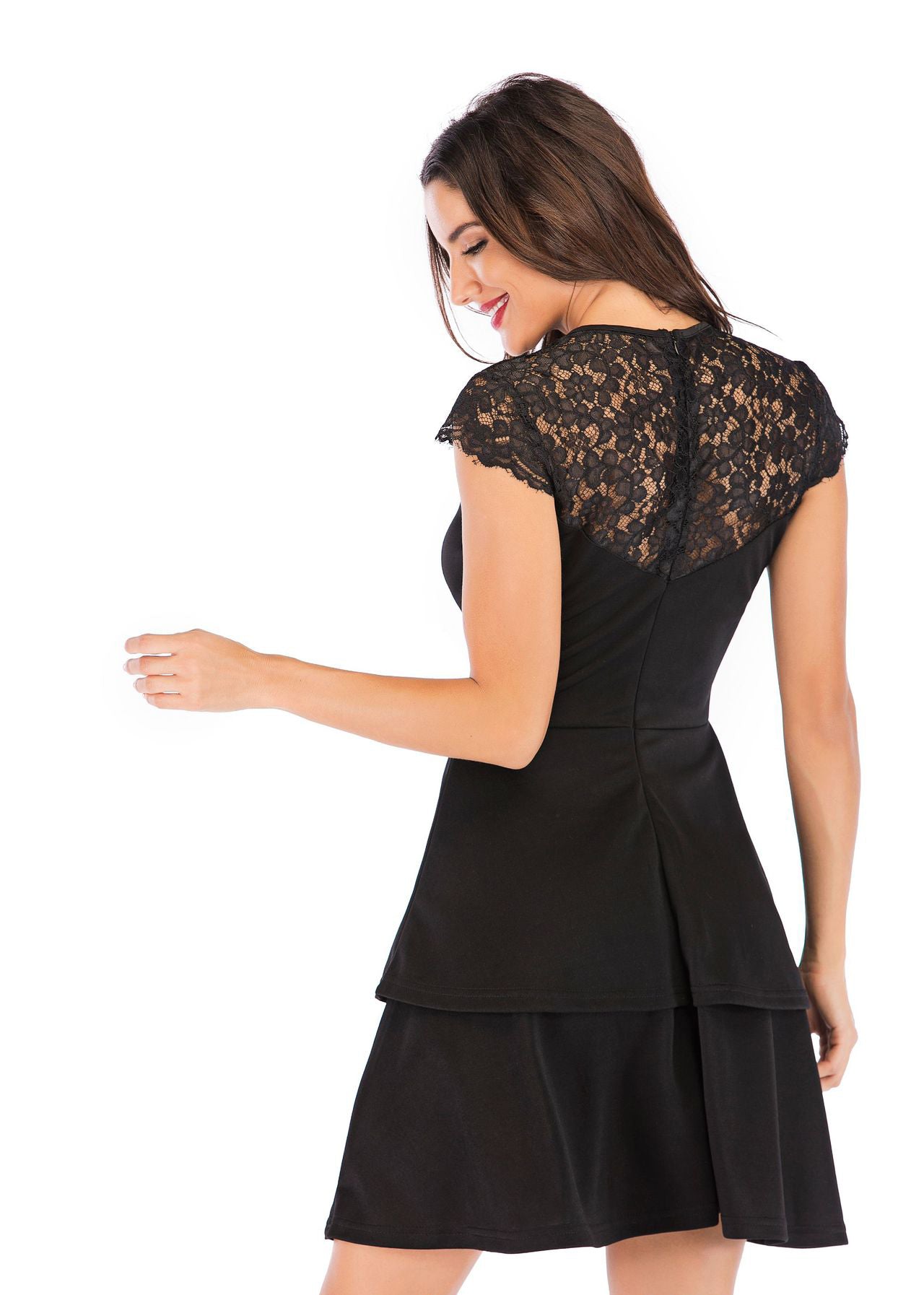 Women's Lace Mesh Patchwork Sexy Mini Dress 11