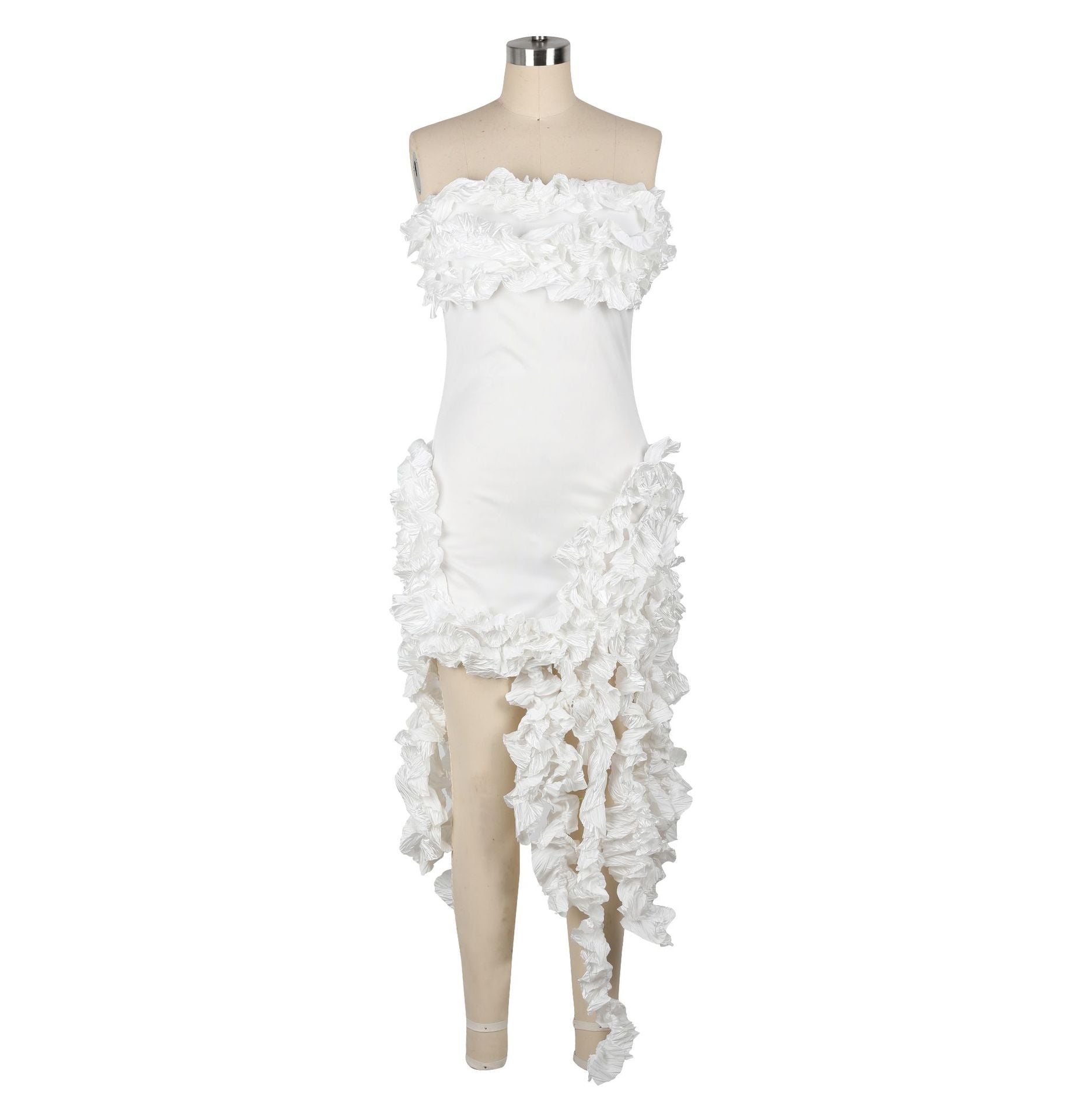 Women's Summer Sexy Strapless Ruffle Tassel Dress 19