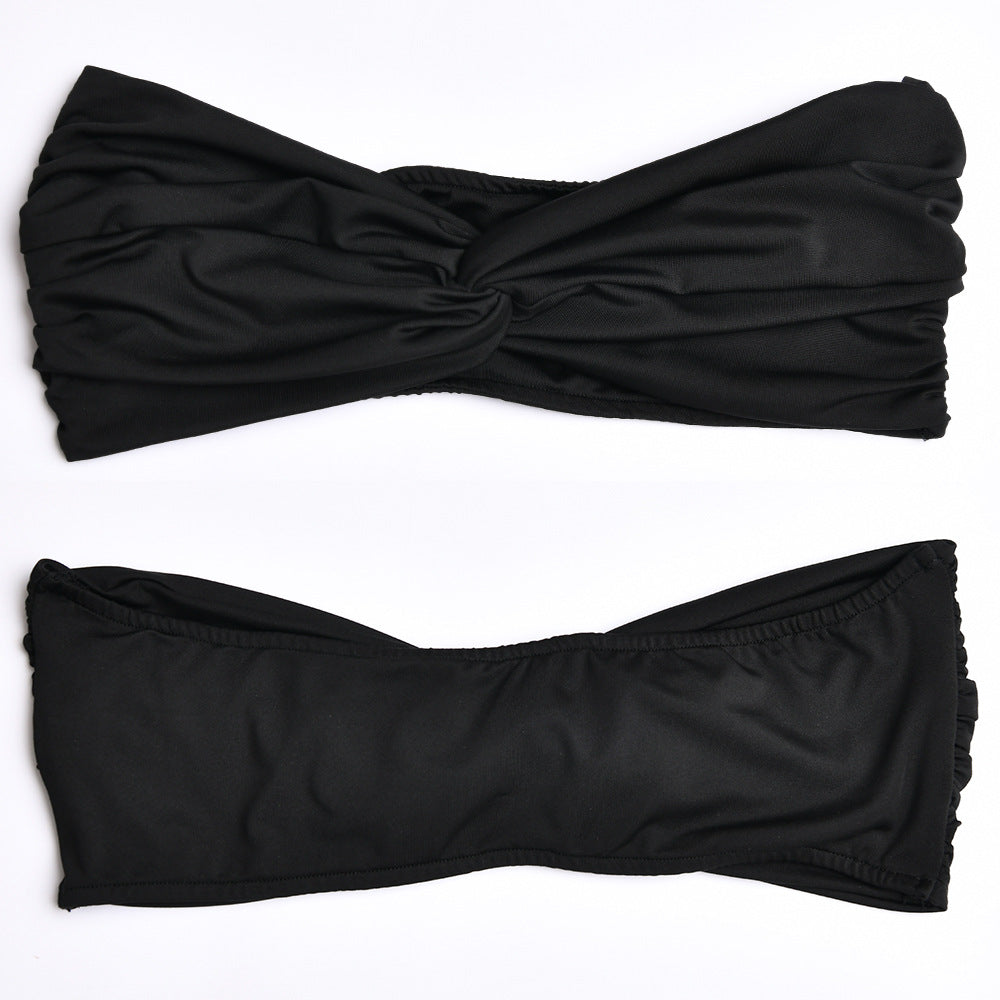 Women Summer Sexy Suspender Strapless Top and Slit Skirt Two-Piece Set 7