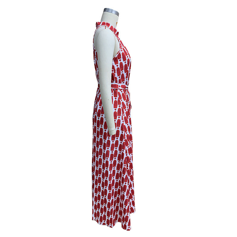 Women's Spring Summer Fashion Sexy Printing Halter Neck Beach Holidays Long Dress 6