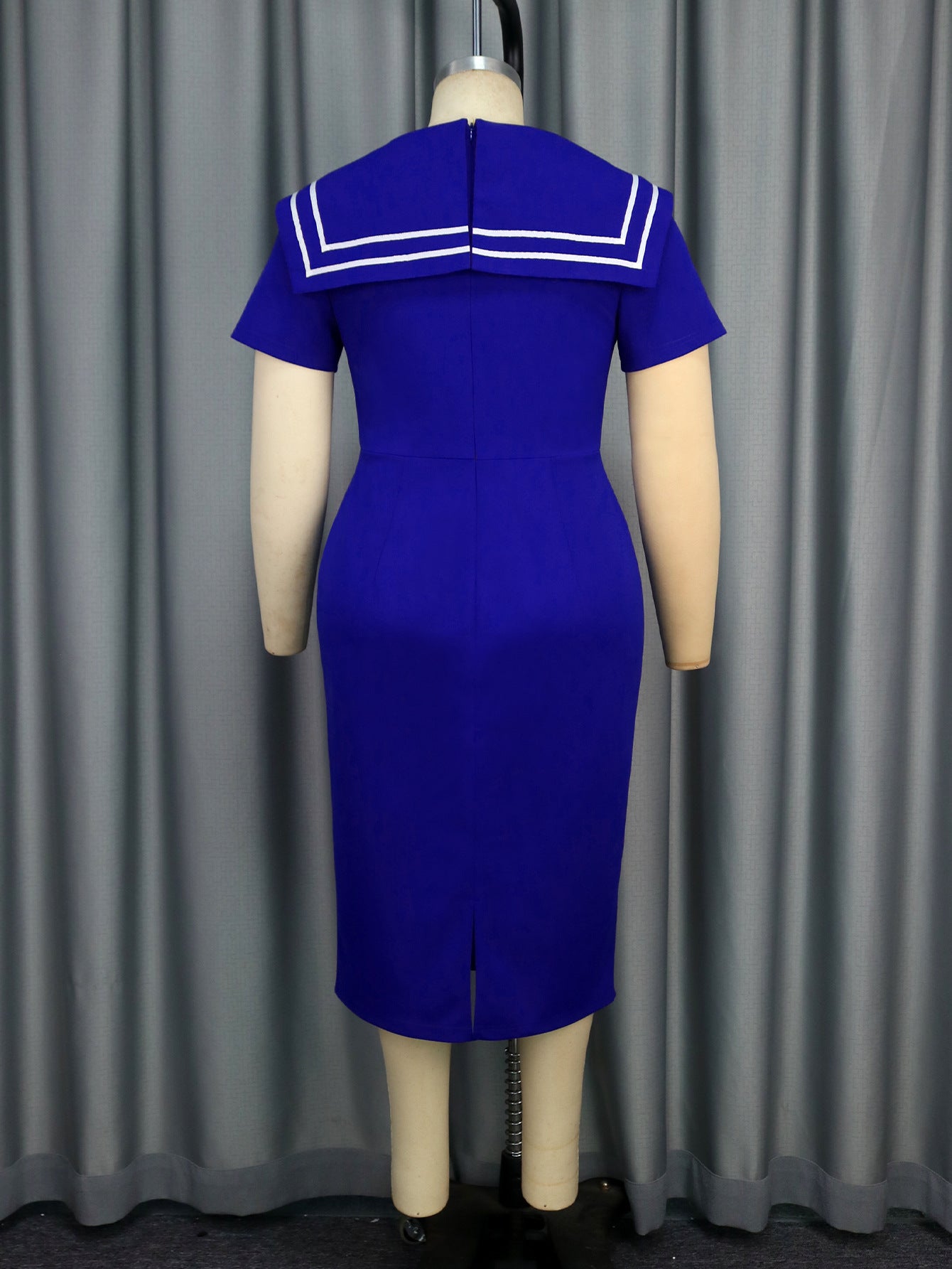 Plus-Size Turndown Collar Short Sleeve Chic Elegant Formal Party Dress 5