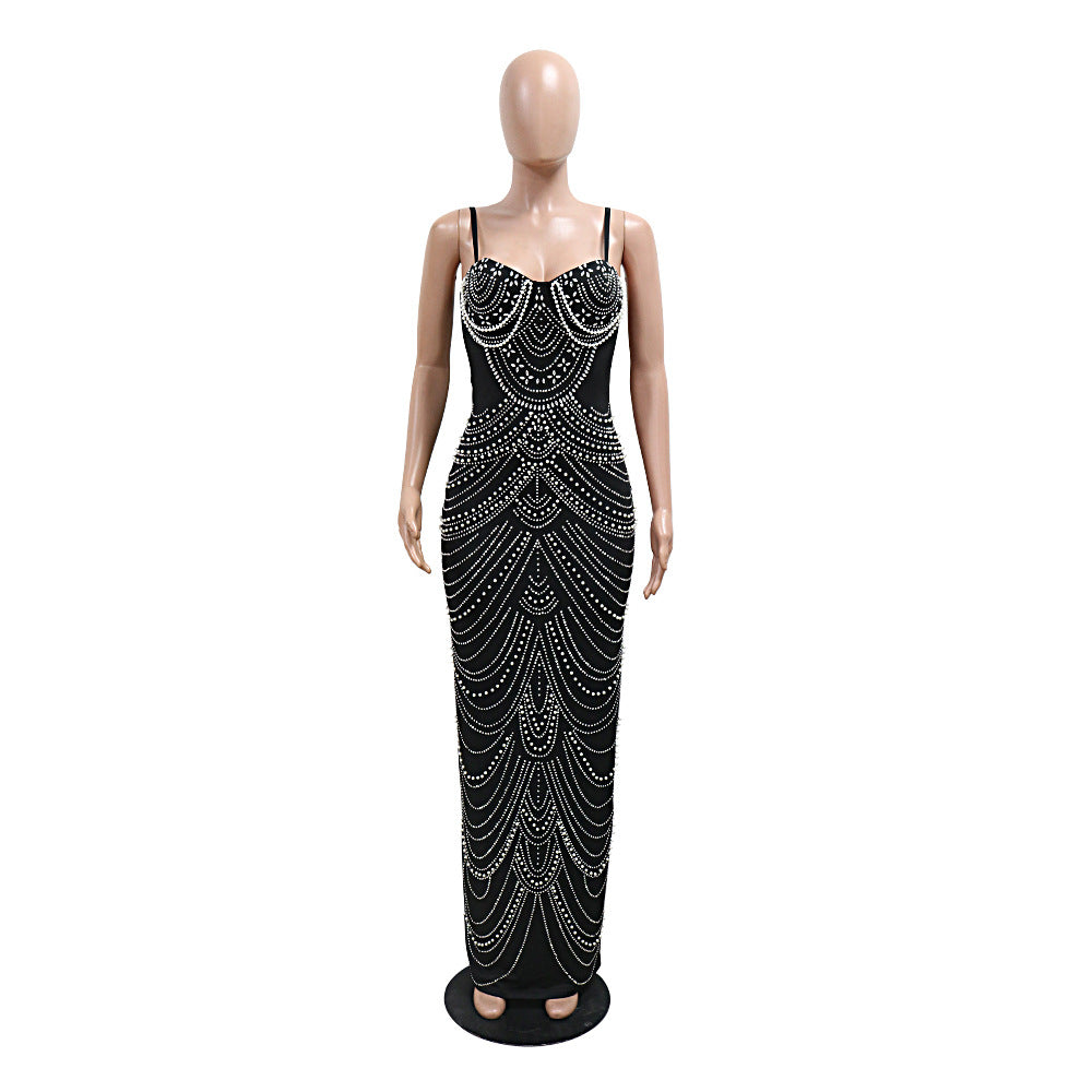 Sexy Strap Beaded Long Evening Dress 7