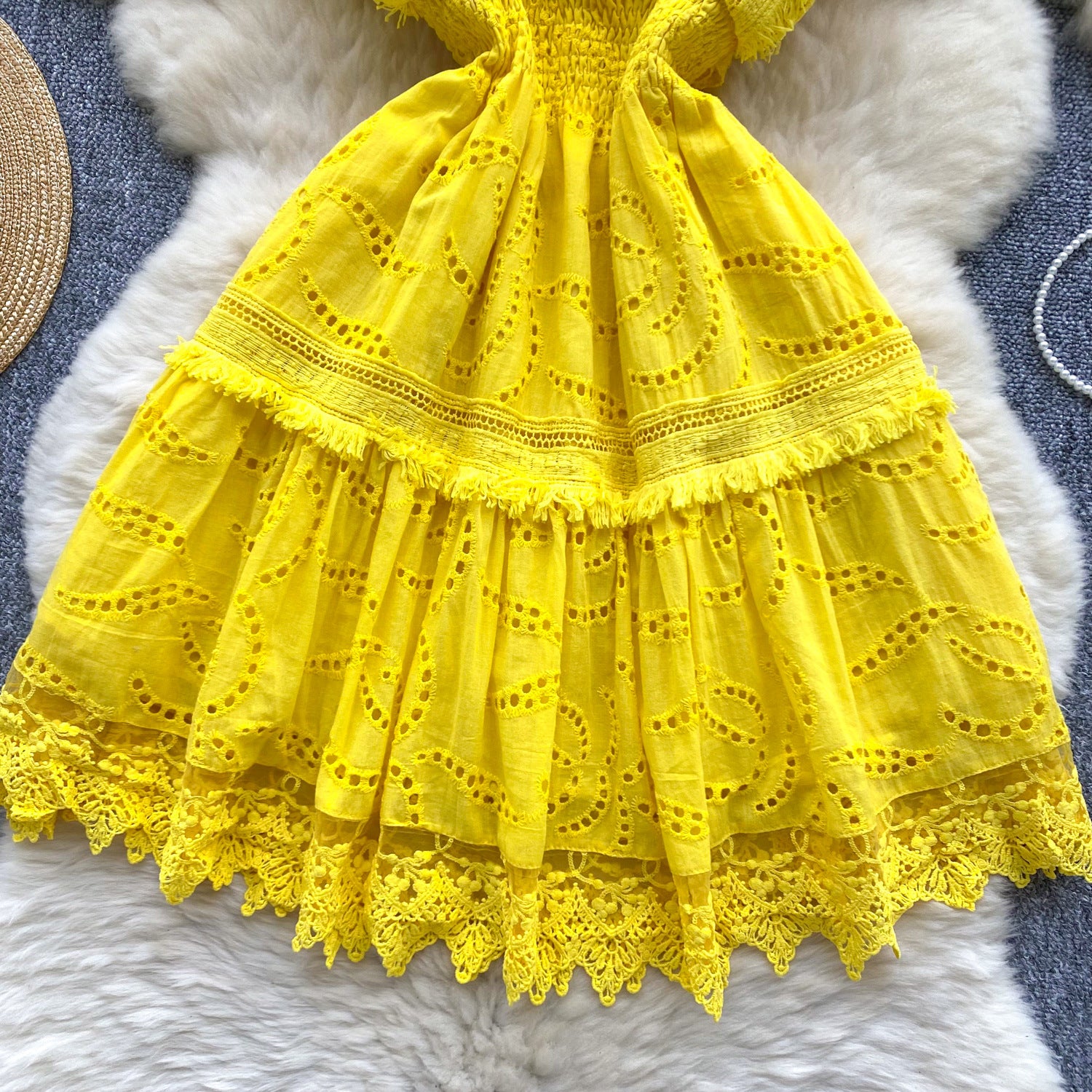 Women Summer French Lace Embroidered Dress 23