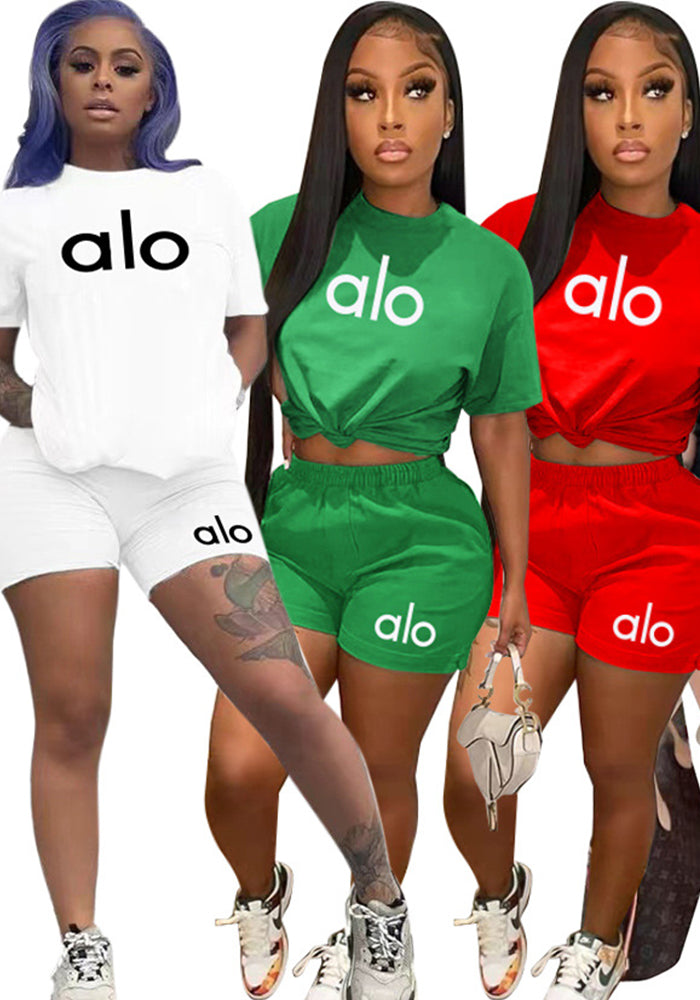 Women Summer Casual Printed Two-Piece Top and Shorts Set