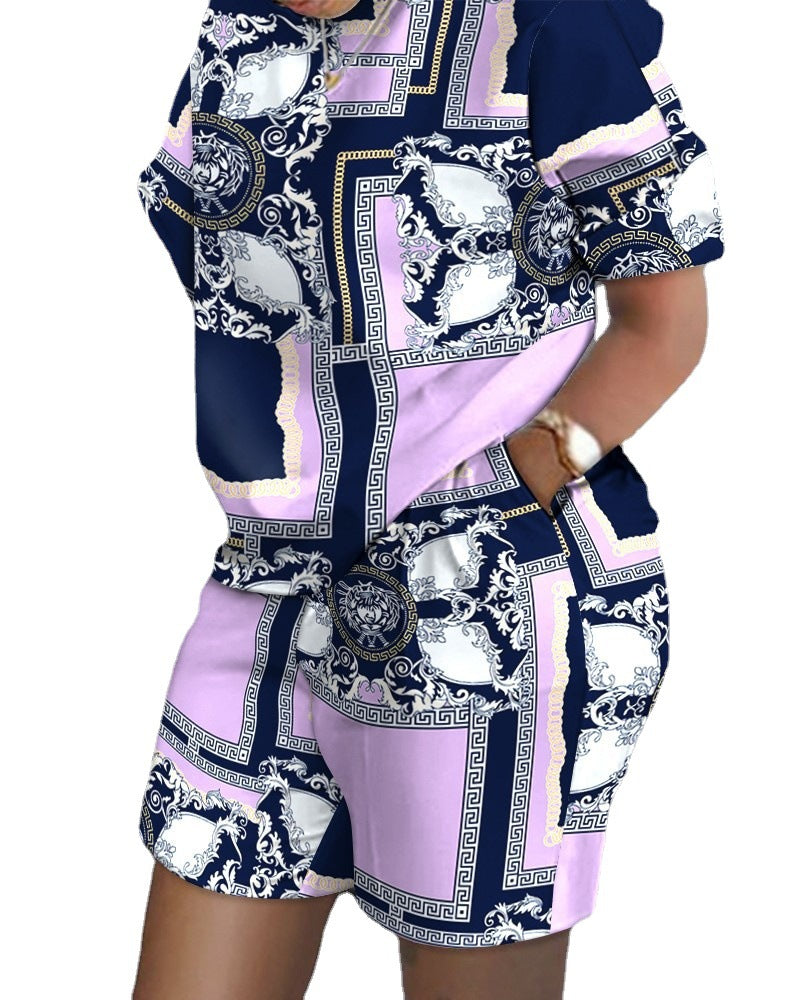 Summer home short-sleeved shorts printed suit for women 16