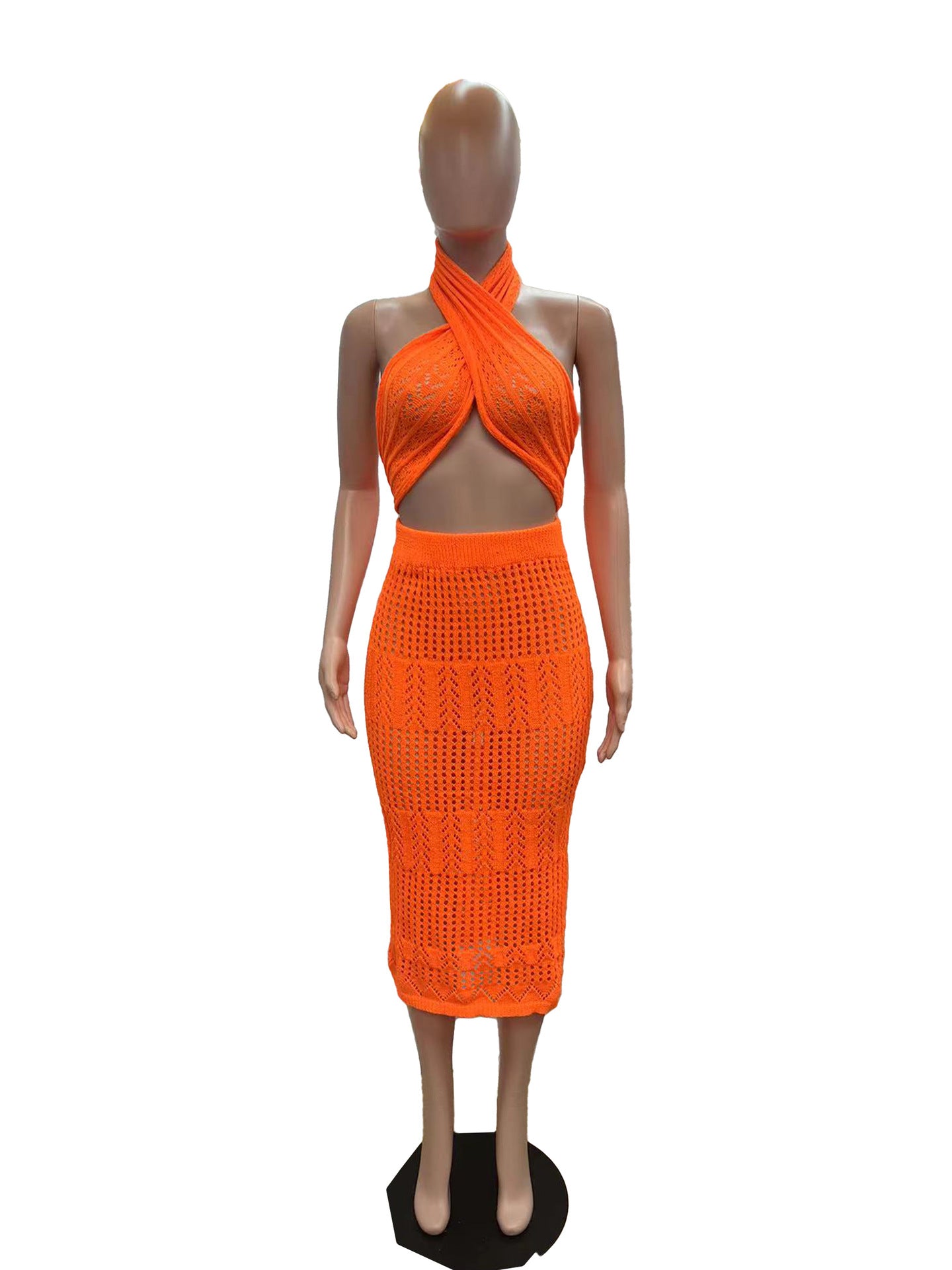 Women's Sexy Knitting Strapless Two Piece Skirt Set 10