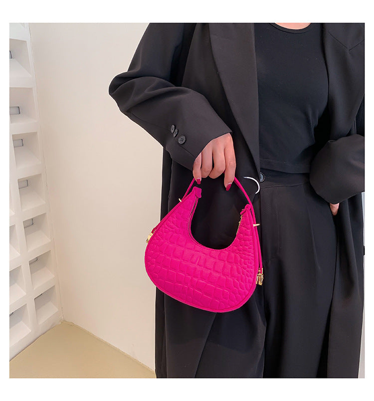 Baguette bag women's spring fashion retro felt creasing crocodile pattern underarm bag women's shoulder bag 35