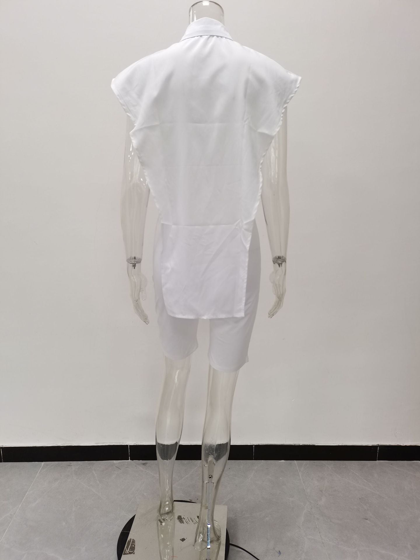 Women Summer Button Sleeveless Top + Shorts Two Piece Set 19