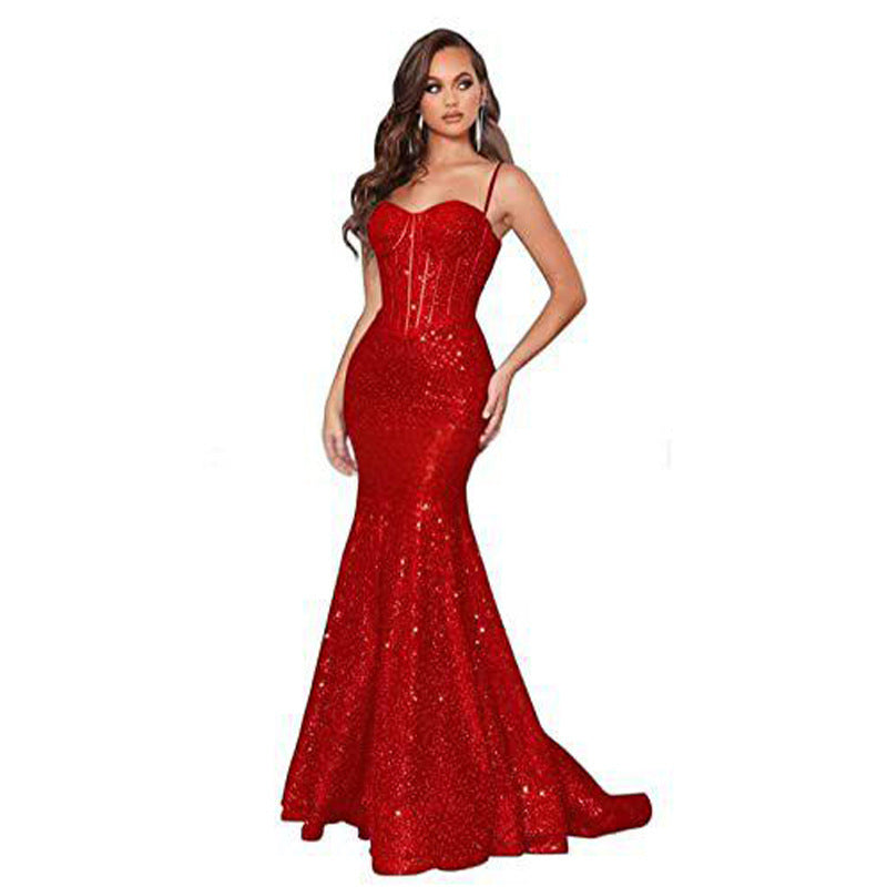 Women Solid Strapless Formal Party Fishtail Evening Dress（Processing time need 3-6 days） 23
