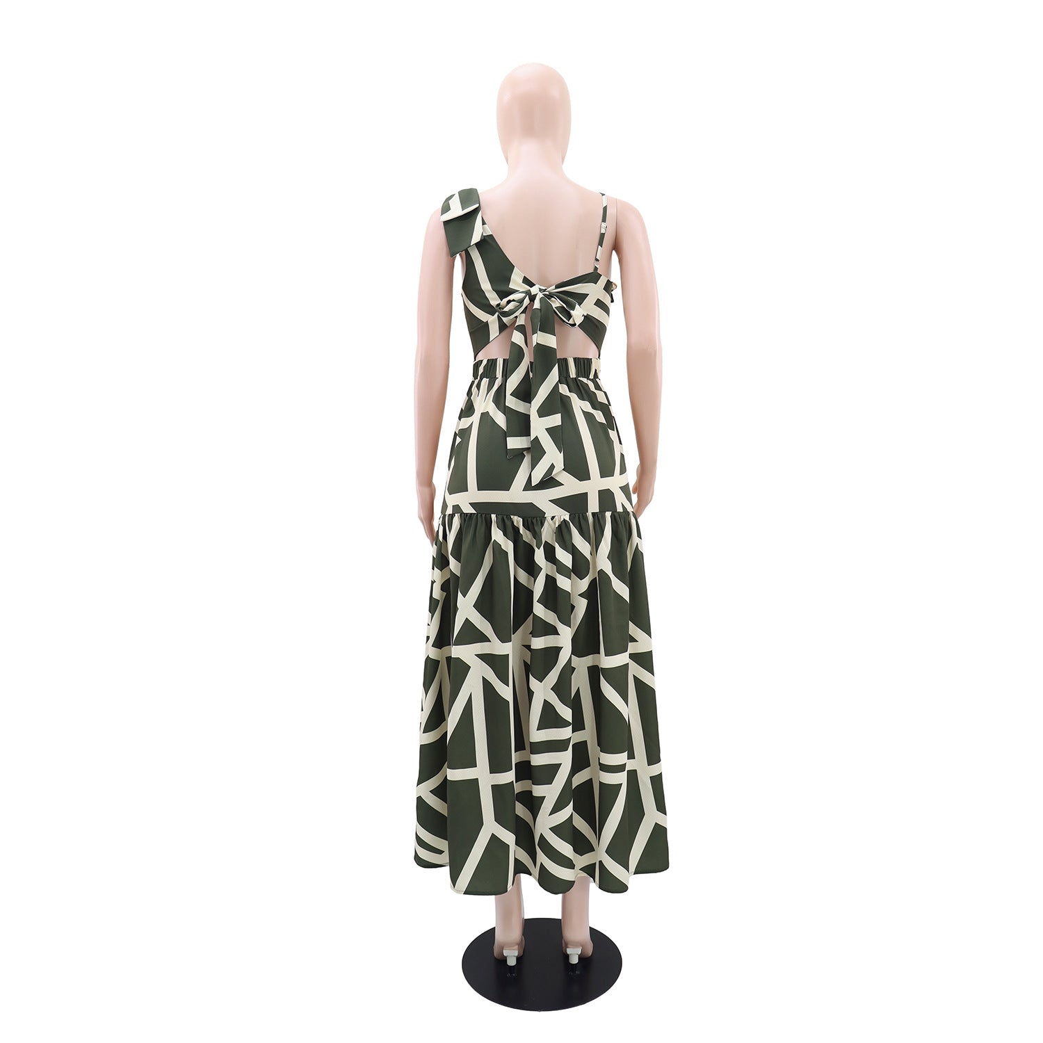 Women's One-Shoulder Print Holidays Casual Ruffle A-Line Dress