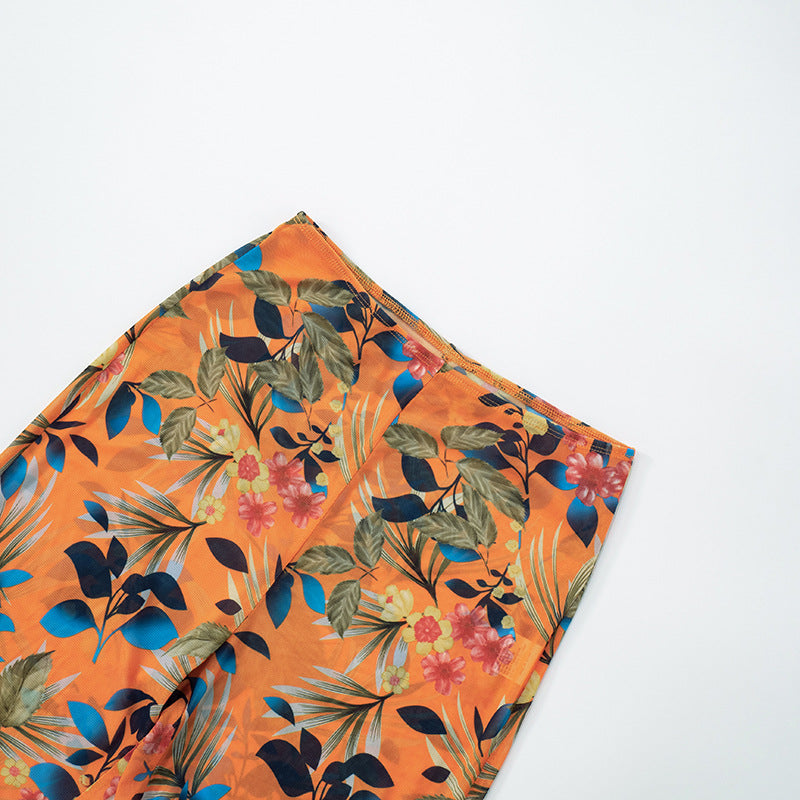Women Sexy Rainforest Print Mesh Pants 14