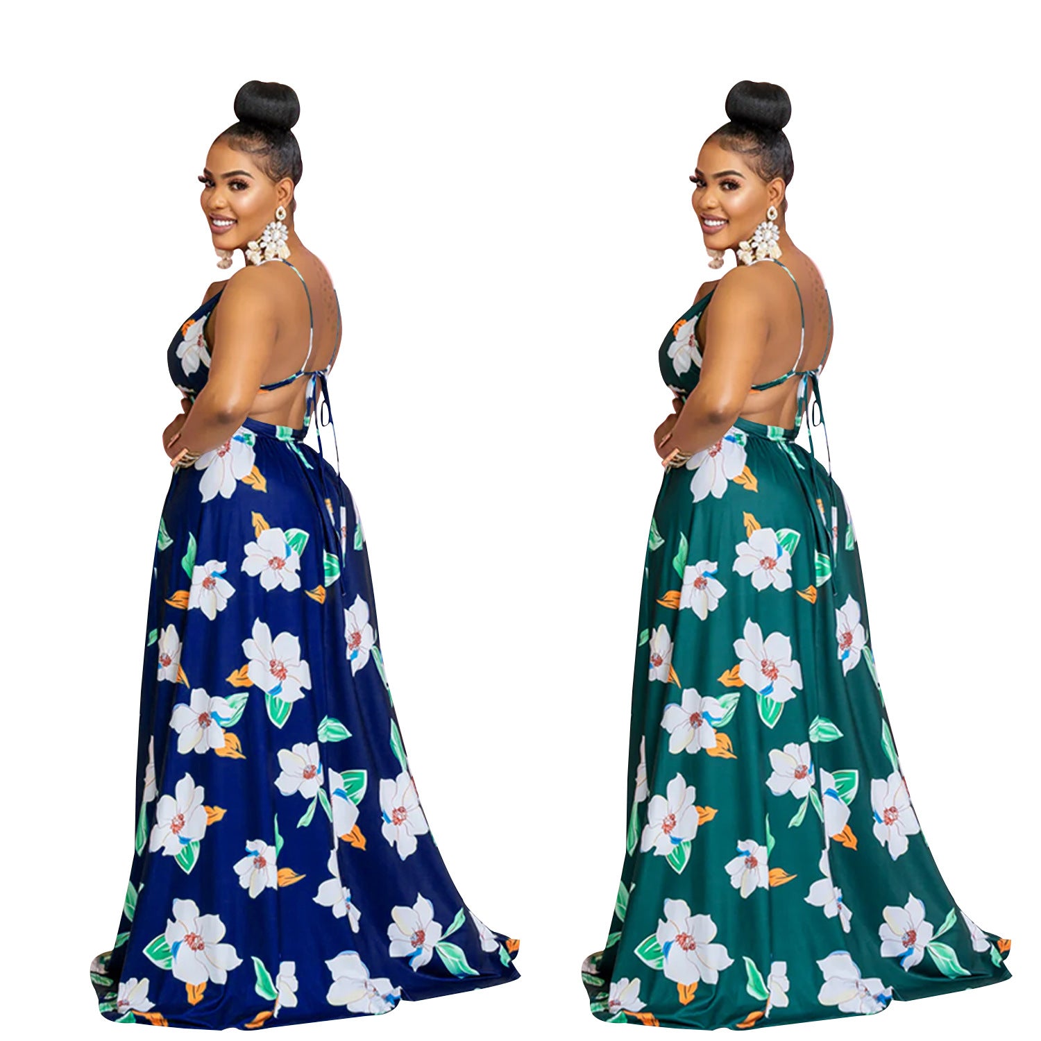 Women Summer Fashion Flower Print Sundress 5