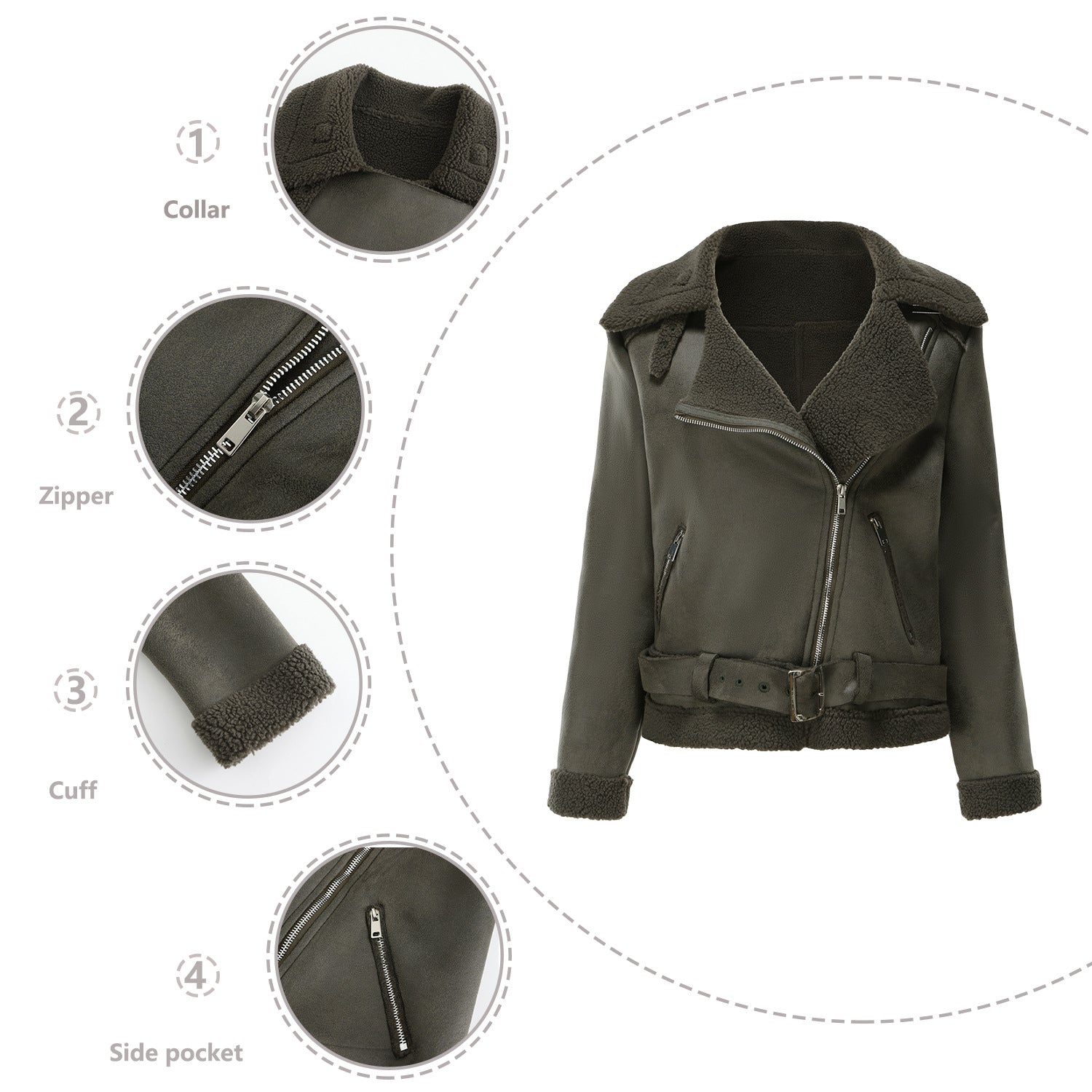Autumn And Winter Fur Warm Women's Leather Jacket With Belt For Women Turndown Collar Coat 22