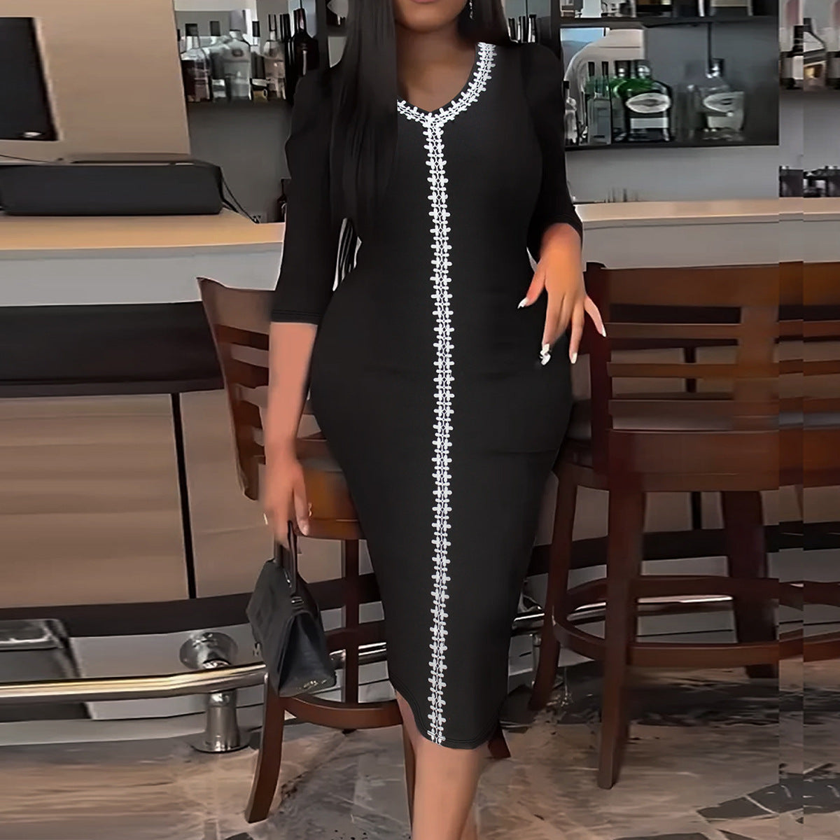 Spring Summer Women's Chic Elegant Fashion Career Plus Size Slim Dress 3