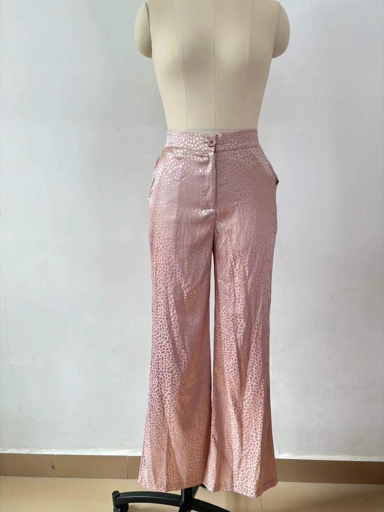 Women Long Sleeve Turndown Collar Shirt Leopard Print Pants Women Casual Two-Piece Set 17