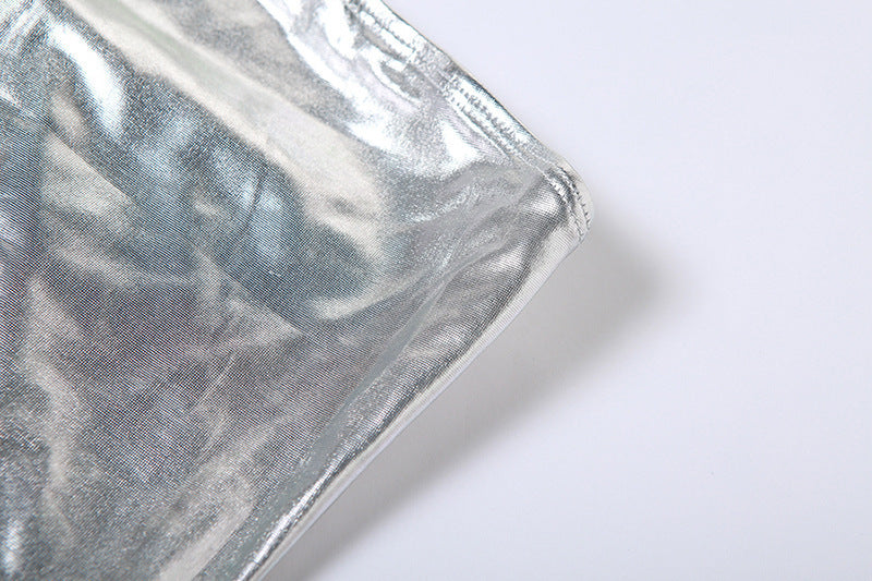 Women's Fashion Strapless Low Back Metallic Bodycon Dress 9