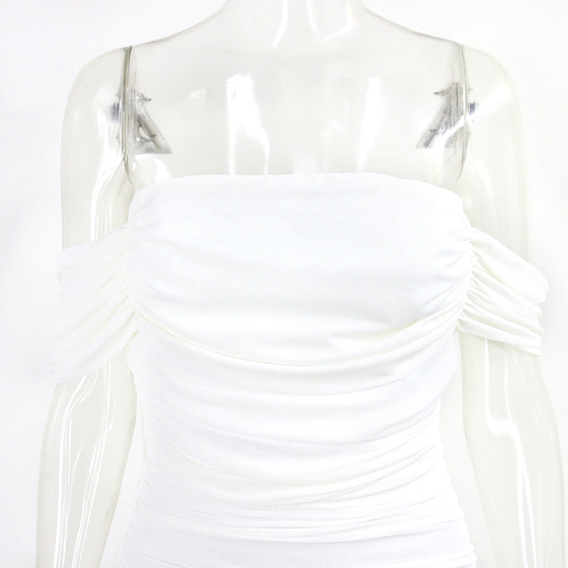 Womens Sexy Off Shoulder Backless Ruffled Mini Dress 17