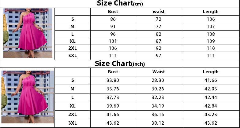 Plus Size Women Solid Sexy Pleated Formal Party Dress 16