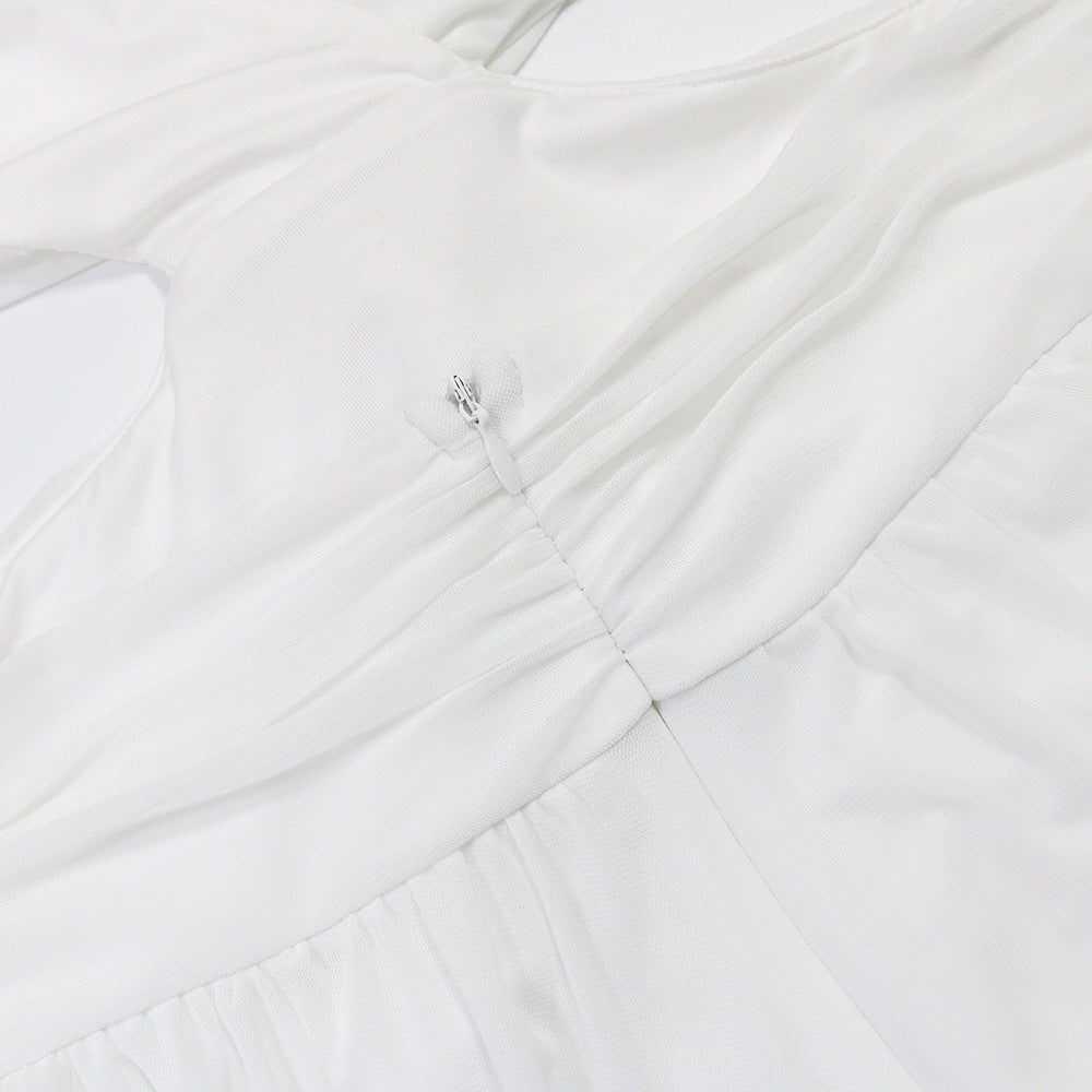 Sexy V-Neck Tie Low Back See-Through Jumpsuit with Long Pants for Women 14