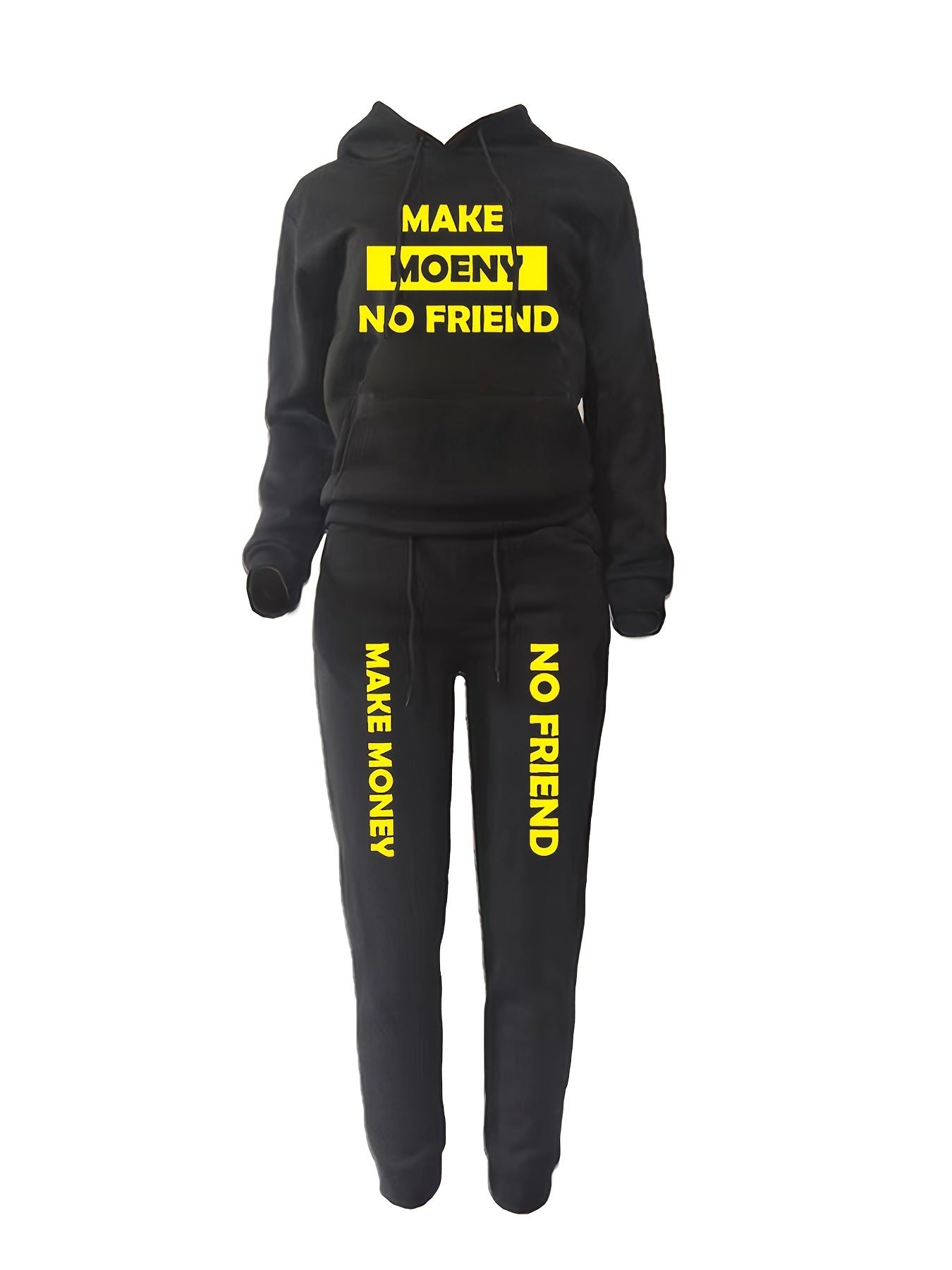 Women Casual Printed Sports Plush Hoodies and Pant Two-piece Set 19