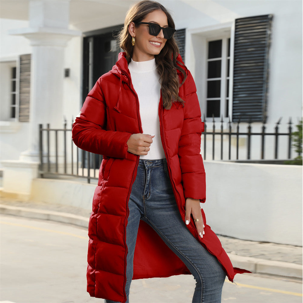 Winter Hooded Women'S Cotton Down Coat Women Long Slim Fit Cotton Padded Jacket Warm Women'S Coat 5