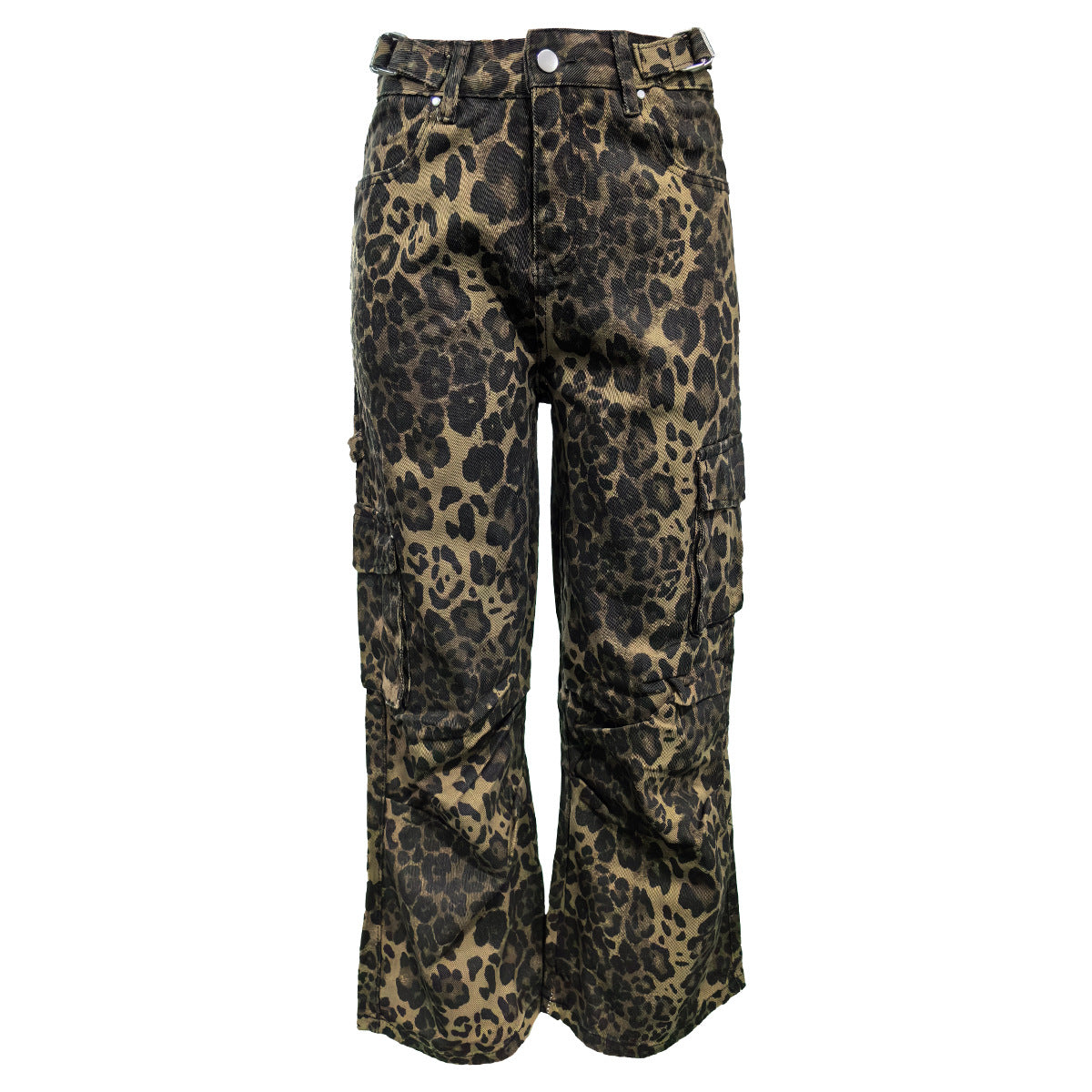 Leopard Cargo Pants Pocket Denim Jeans 5