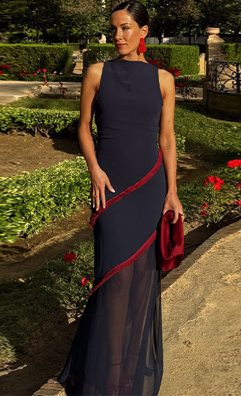 Women Summer Sleeveless Mesh Slit Dress