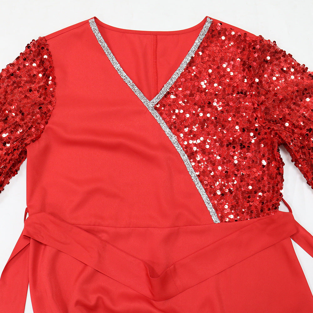 Dubai Arabian Sequin Patchwork Ironed Feather Robe 13