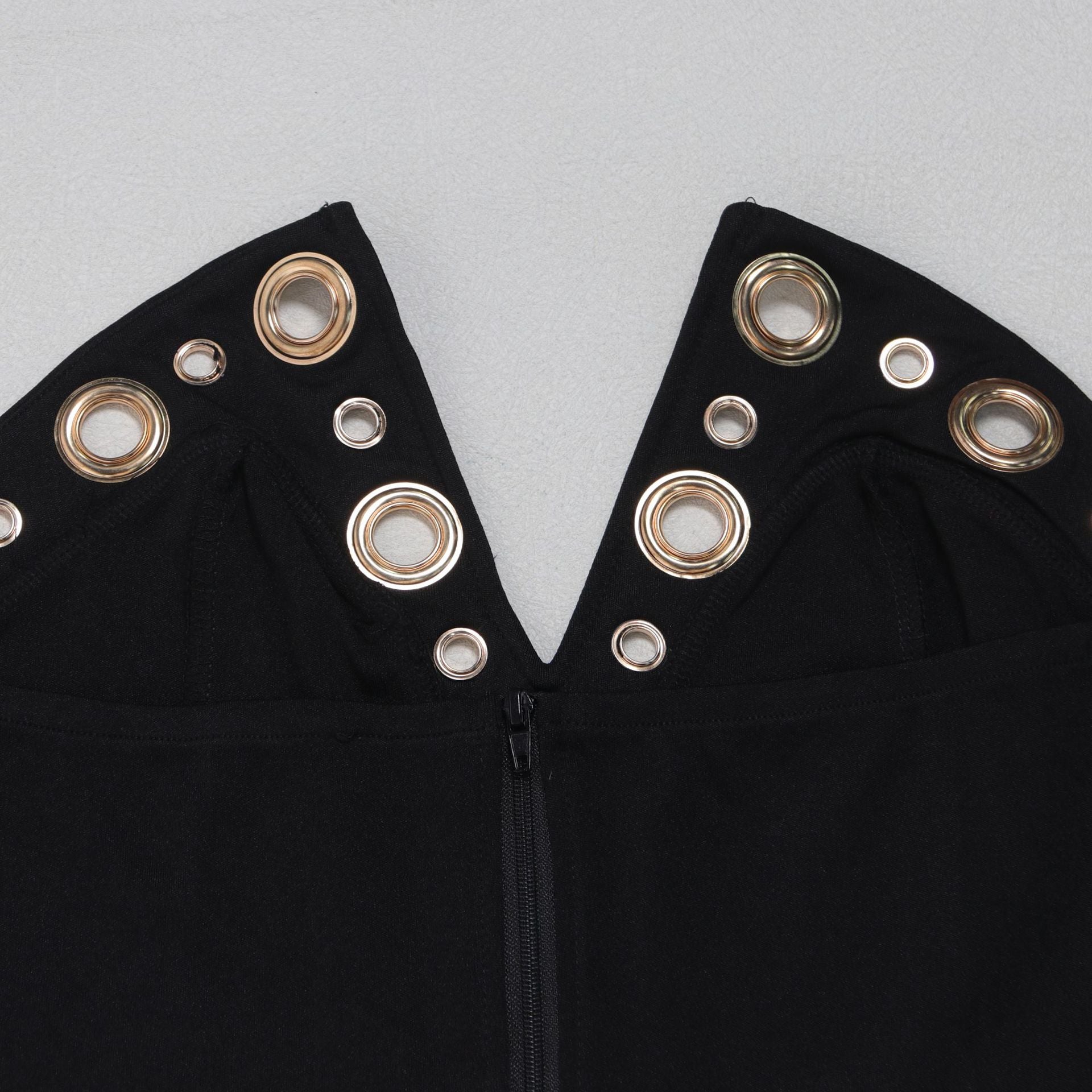 Women elegant elastic metal buckle decorated V-neck Top and Pants two-piece set 48