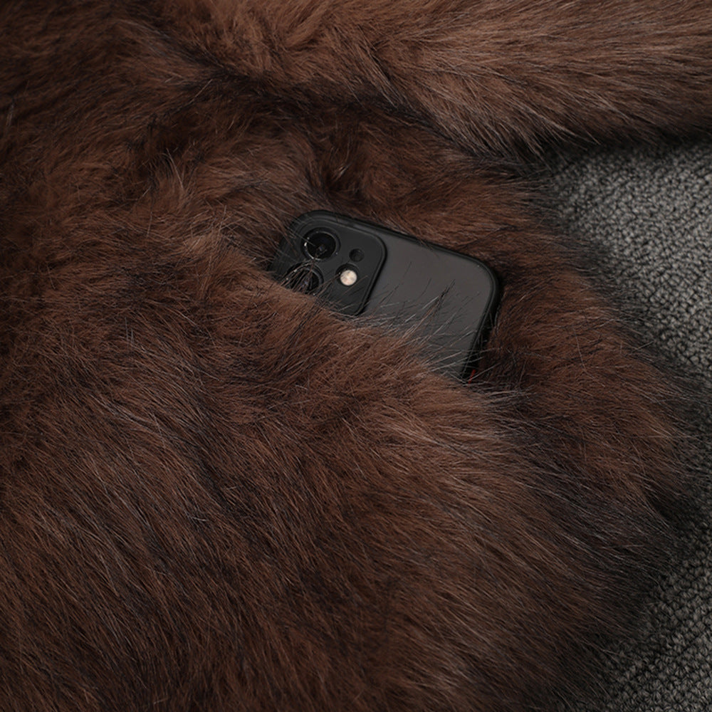 Women Short Pu-Leather Winter Plush Jacket 9