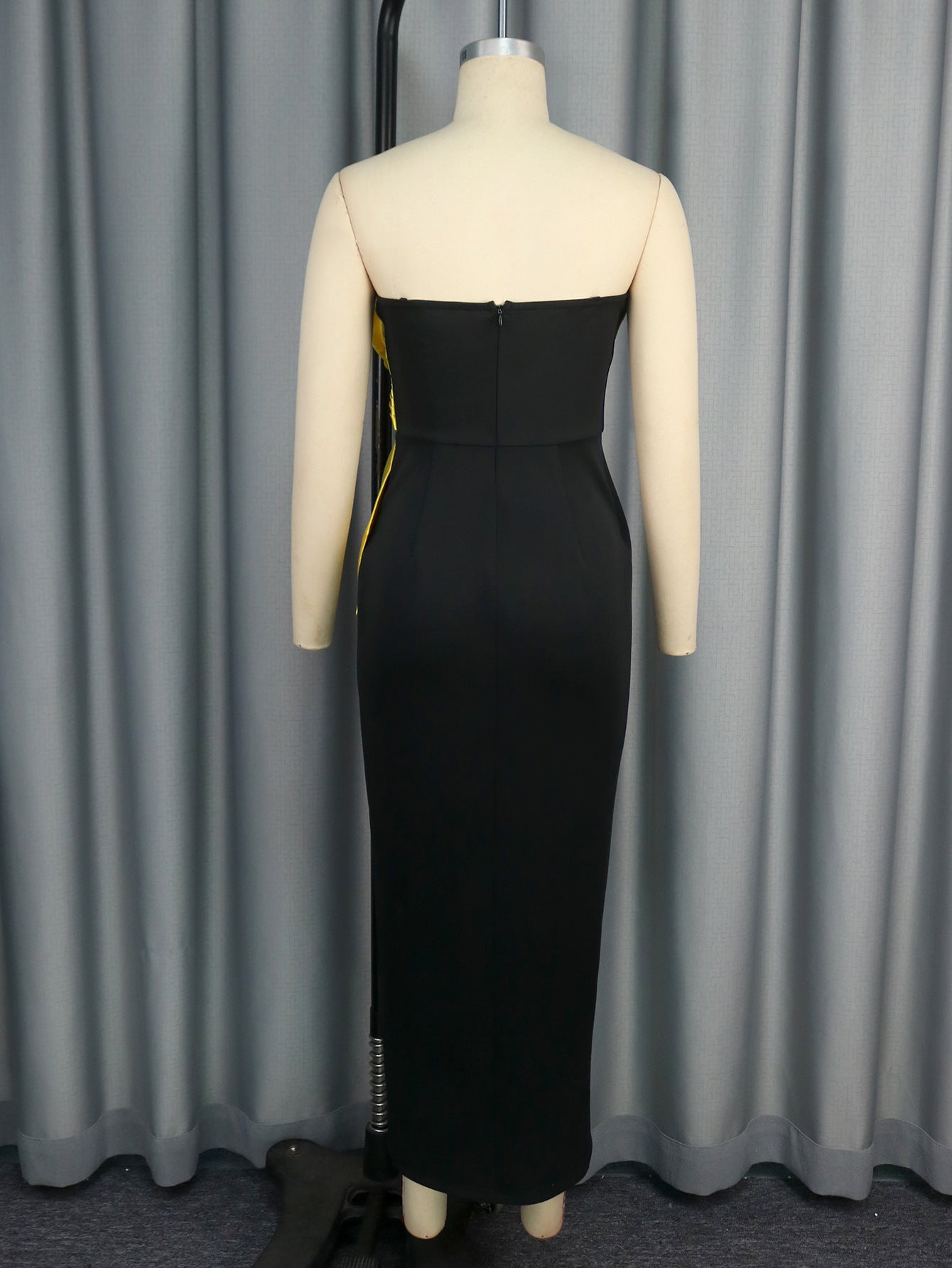 Women Sexy Contrast Strapless Bodycon Bow Evening Dress 8