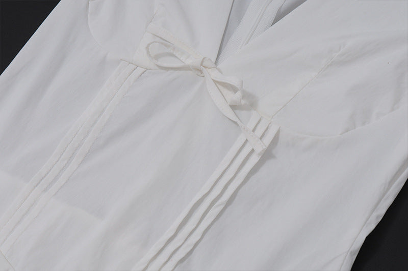 Women summer sexy floral bubble sleeve v-neck French dress 20